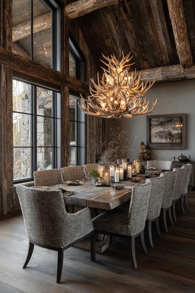 Chandelier with real or faux antler