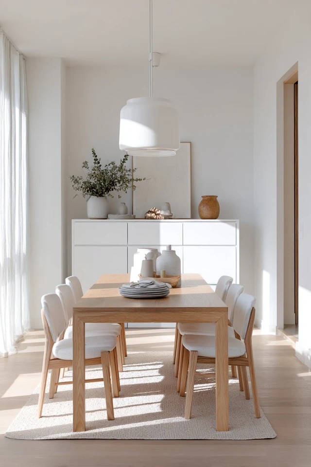 Simple cabinet in light wood with minimal hardware