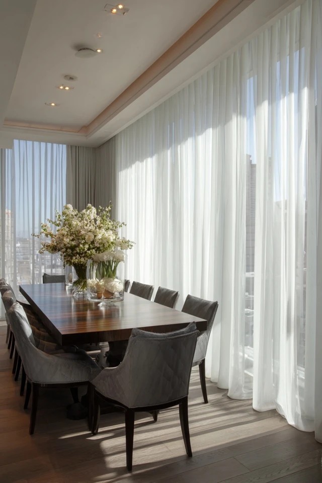 Panels with upper white and lower grey sections