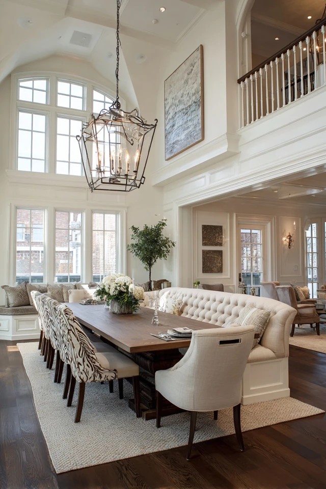 Main dining table with additional settee and chairs