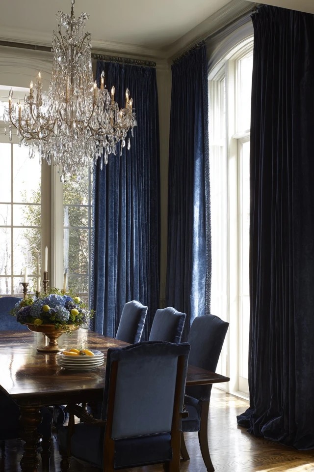 Sumptuous velvet panels in deep navy