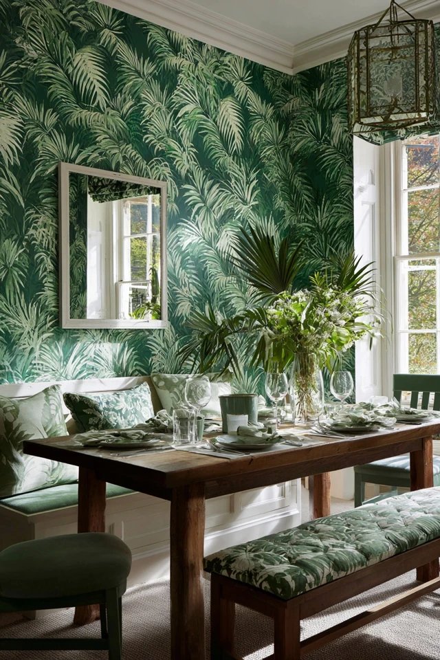 Painted wood table in muted olive green