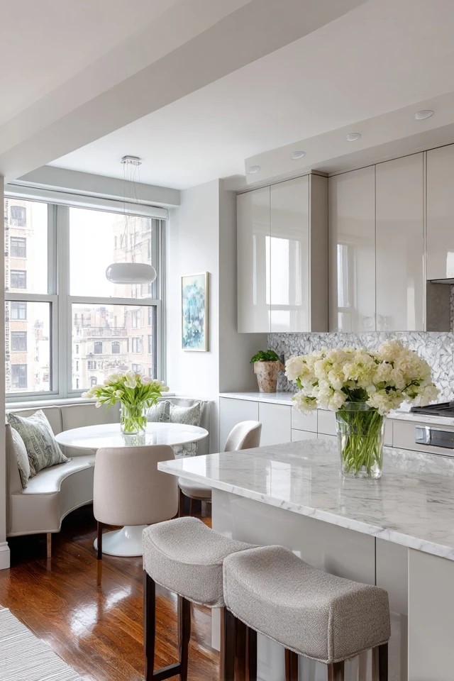 L-shaped kitchen with peninsula and breakfast bar
