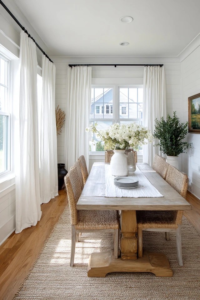 Half-height curtains covering lower window portion