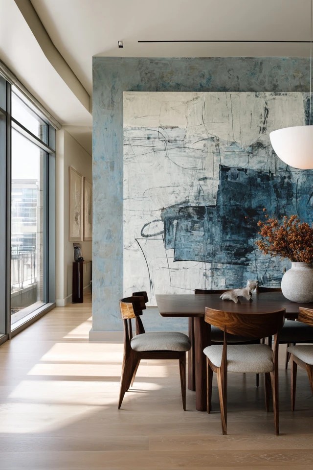 Concrete dining table with smooth polished finish