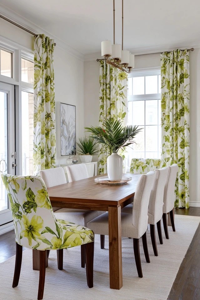 Panels with metal grommets on simple rod