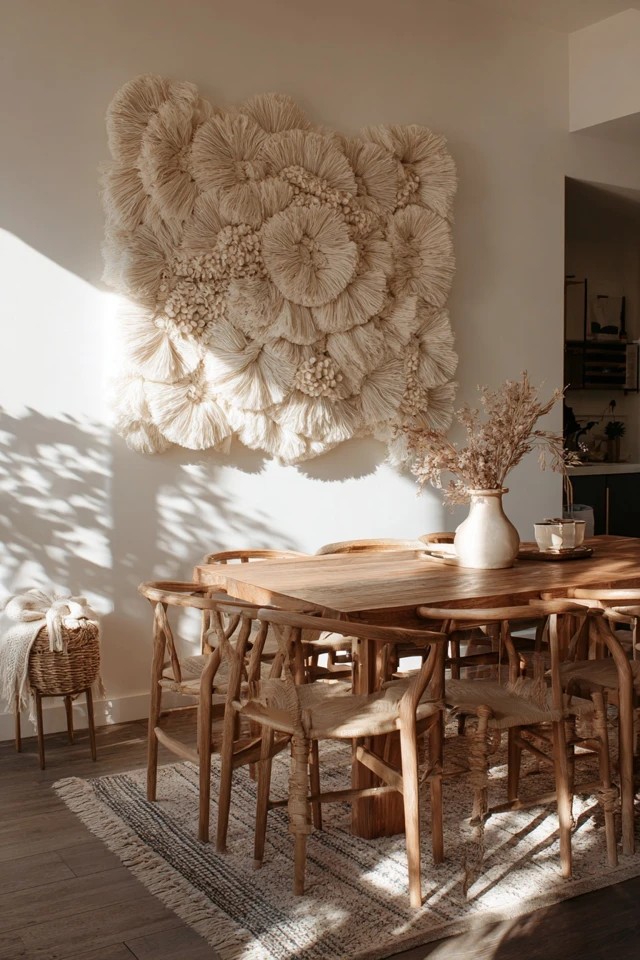 Vintage dough bowl filled with natural fiber balls