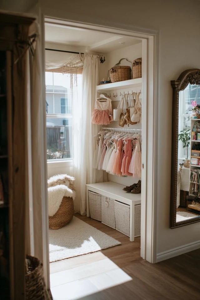 Child-height chalkboard wall creating a reusable creative drawing surface in a sunroom playroom