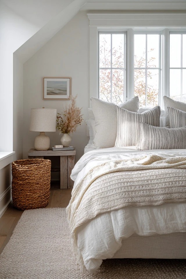 Potted plants on nightstand and dresser adding living botanical beauty to a sunroom bedroom