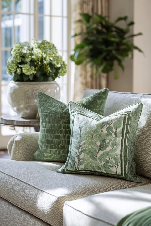 Pale seafoam blue-green walls creating a soft ocean-inspired tranquil atmosphere in a coastal sunroom