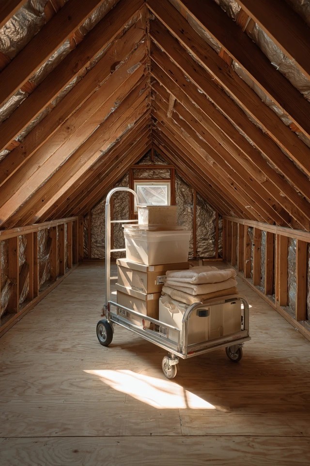 Posted inventory list or digital system tracking the contents of organised attic storage
