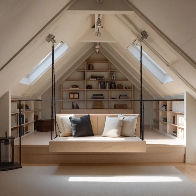 Ceiling-mounted pulley system with platform providing elevated storage using attic vertical height